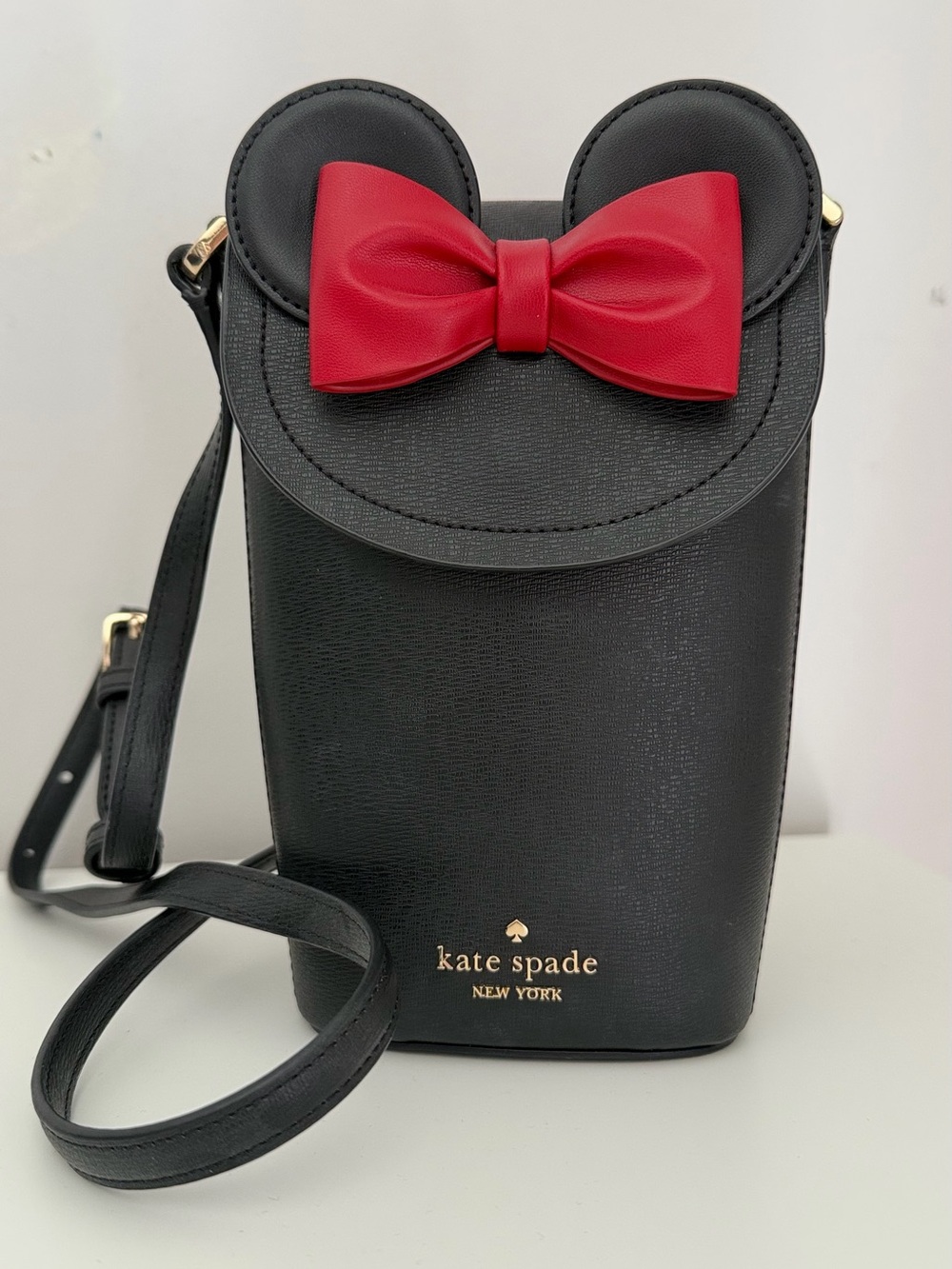 kate spade Black Crossbody Bag with Red Bow Accent